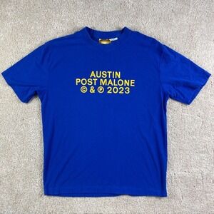Post Malone Austin‎ 2023 Tour T-Shirt Mens Small Blue If Yall Werent Here Tee